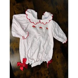 Lizzie & Luma Baby Girls Christmas Santa Polka Dot Bubble Romper Red White 12M